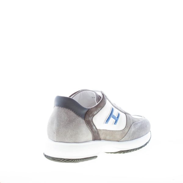 HOGAN uomo Interactive sneaker in camoscio GRIGIO e tessuto BIANCO più blu - immagine 4