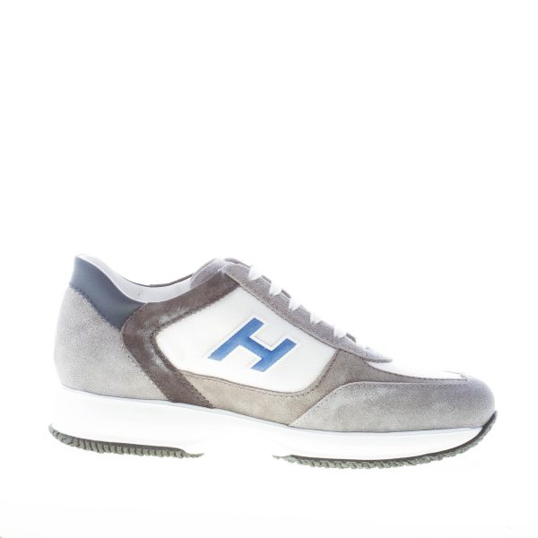 HOGAN uomo Interactive sneaker in camoscio GRIGIO e tessuto BIANCO più blu - immagine 5