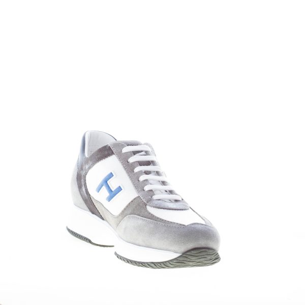 HOGAN uomo Interactive sneaker in camoscio GRIGIO e tessuto BIANCO più blu - immagine 6