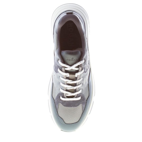 HOGAN uomo Hyperlight sneaker in pelle e tessuto tecnico BLU e GRIGIO - immagine 7
