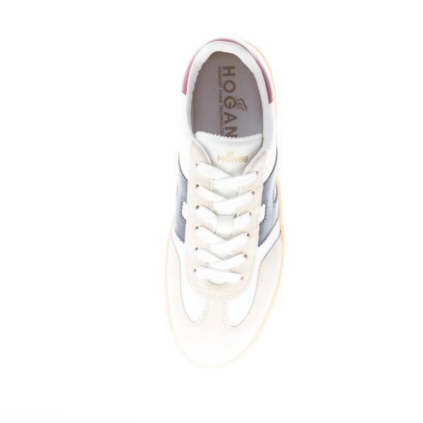 HOGAN uomo sneaker Cool in pelle BIANCO più BLU e bordeaux - immagine 7