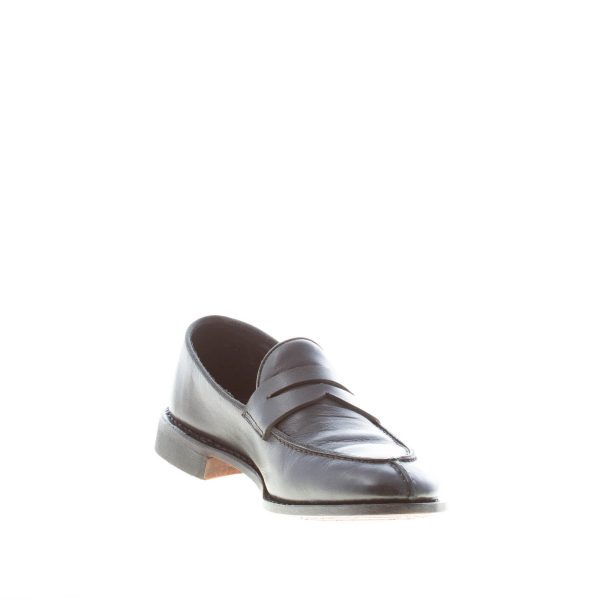 ALBERTO FASCIANI uomo mocassino penny artigianale Homer in pelle NERO. Suola cuoio e gomma - immagine 6