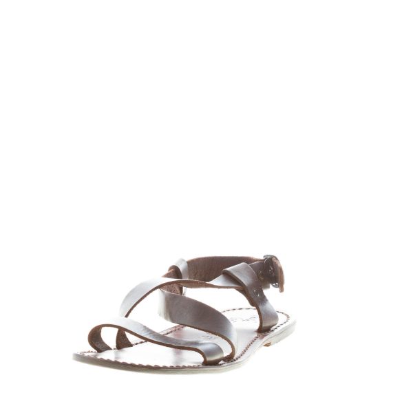 MARIA CRISTINA uomo sandalo artigianale in pelle TESTA DI MORO con fasce incrociate - immagine 2