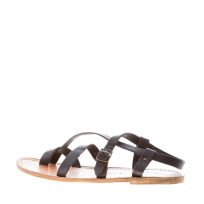 MARIA CRISTINA uomo sandalo infradito artigianale in pelle NERO con fasce