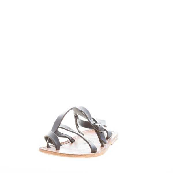 MARIA CRISTINA uomo sandalo infradito artigianale in pelle NERO con fasce - immagine 2