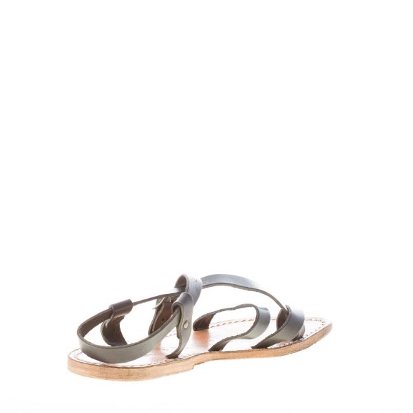 MARIA CRISTINA uomo sandalo infradito artigianale in pelle NERO con fasce - immagine 4