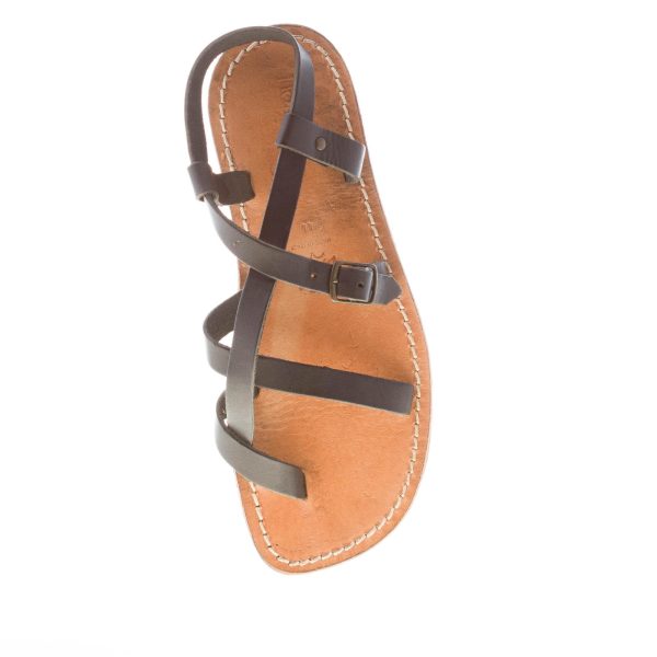 MARIA CRISTINA uomo sandalo infradito artigianale in pelle NERO con fasce - immagine 6