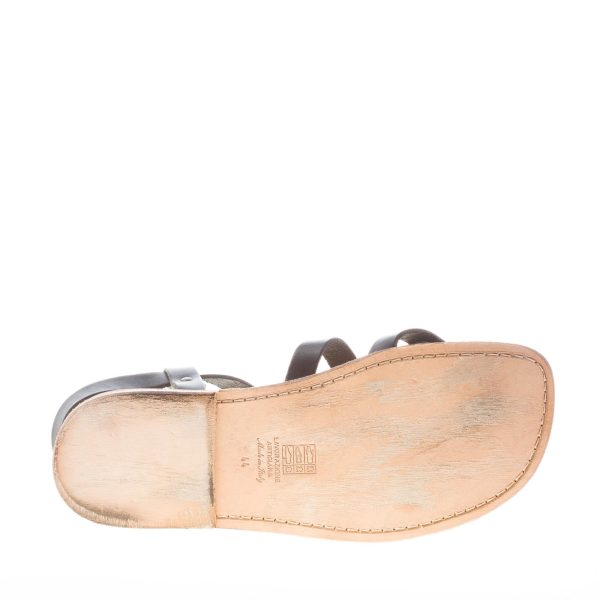 MARIA CRISTINA uomo sandalo infradito artigianale in pelle NERO con fasce - immagine 7