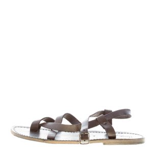 MARIA CRISTINA uomo sandalo infradito artigianale in pelle vintage FANGO