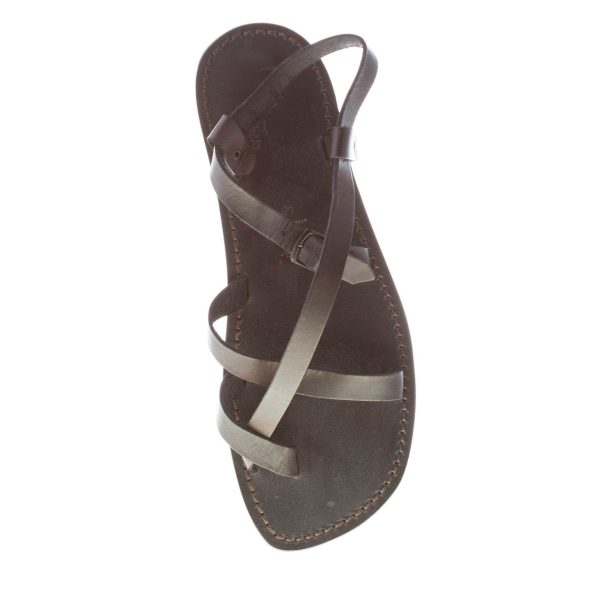 MARIA CRISTINA uomo sandalo infradito artigianale in pelle vintage NERO - immagine 5