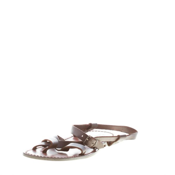 MARIA CRISTINA uomo sandalo infradito artigianale in pelle vintage TESTA DI MORO - immagine 2