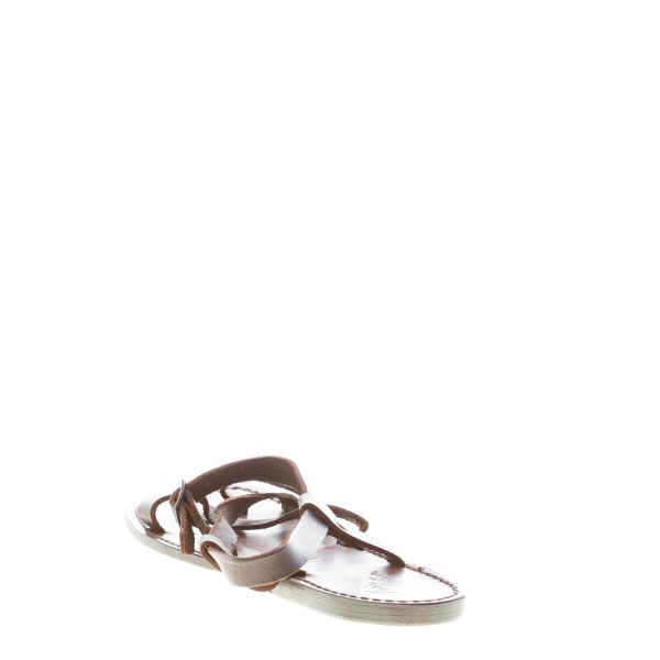 MARIA CRISTINA uomo sandalo infradito artigianale in pelle vintage TESTA DI MORO - immagine 3