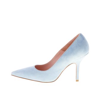 ANNA F. donna decolletè a punta in camoscio CELESTE. Tacco 9 cm