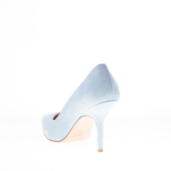 ANNA F. donna decolletè a punta in camoscio CELESTE. Tacco 9 cm - immagine 3