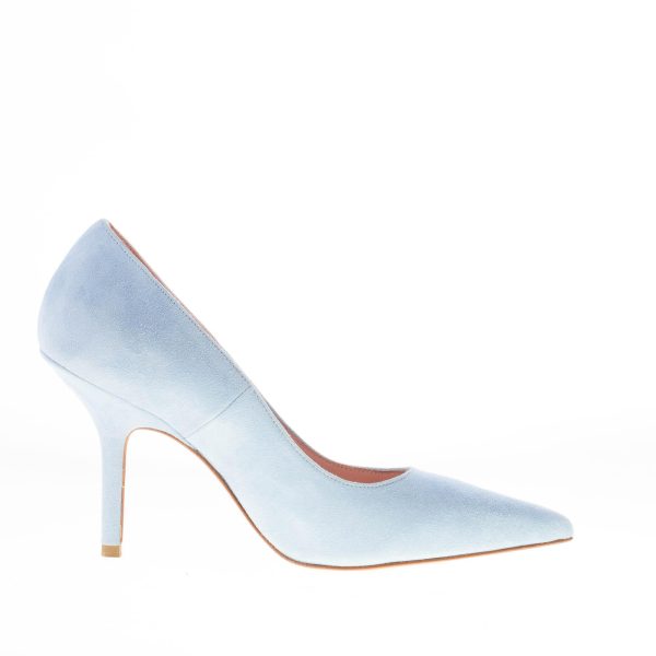 ANNA F. donna decolletè a punta in camoscio CELESTE. Tacco 9 cm - immagine 4