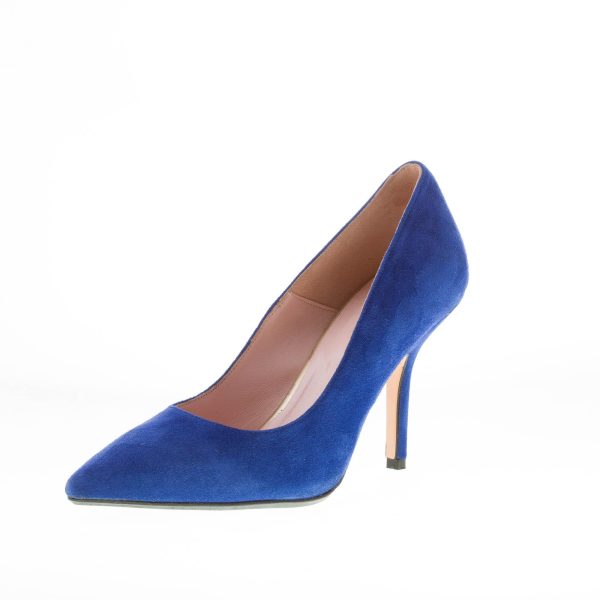 ANNA F. donna decolletè a punta in camoscio INDACO. Tacco 9 cm - immagine 3