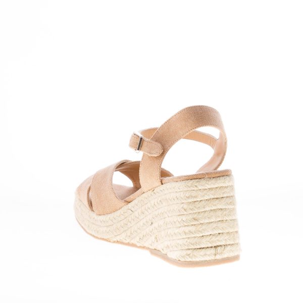 CASTANER donna sandalo espadrillas Thea in cotone BEIGE con zeppa di iuta 8 cm - immagine 3