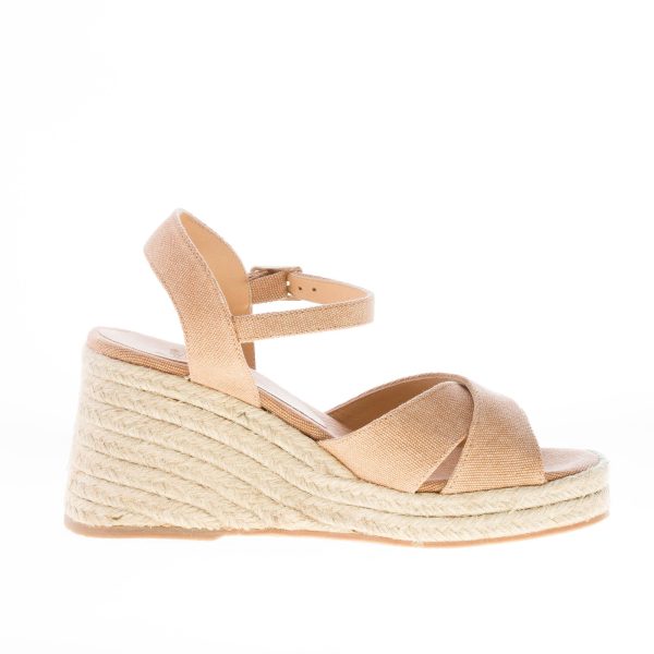 CASTANER donna sandalo espadrillas Thea in cotone BEIGE con zeppa di iuta 8 cm - immagine 5