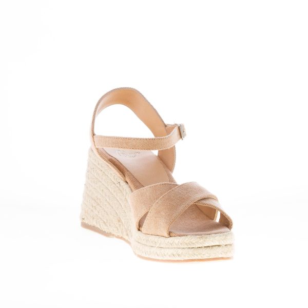 CASTANER donna sandalo espadrillas Thea in cotone BEIGE con zeppa di iuta 8 cm - immagine 6