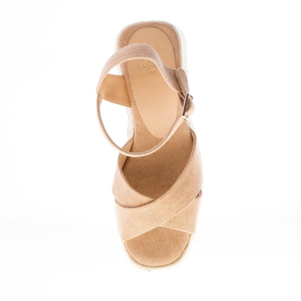 CASTANER donna sandalo espadrillas Thea in cotone BEIGE con zeppa di iuta 8 cm - immagine 7
