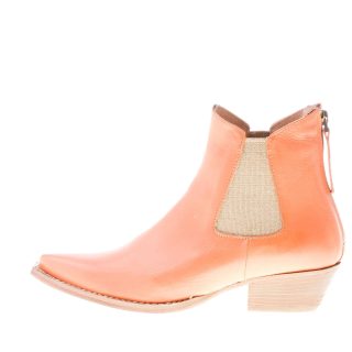 CONSTRUCTION ZONE donna stivaletto Texano in pelle arancione con zip. Tacco 4 cm