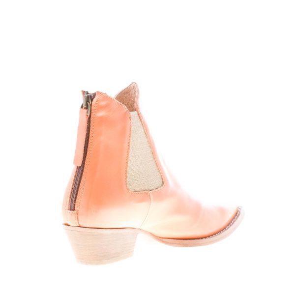 CONSTRUCTION ZONE donna stivaletto Texano in pelle arancione con zip. Tacco 4 cm - immagine 4