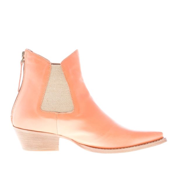 CONSTRUCTION ZONE donna stivaletto Texano in pelle arancione con zip. Tacco 4 cm - immagine 5