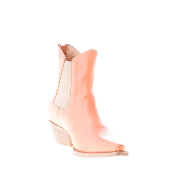 CONSTRUCTION ZONE donna stivaletto Texano in pelle arancione con zip. Tacco 4 cm - immagine 6