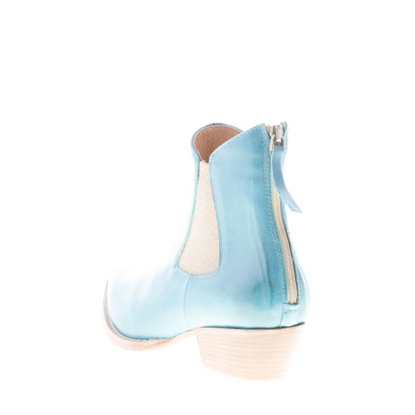 CONSTRUCTION ZONE donna stivaletto Texano in pelle AZZURRO con zip. Tacco 4 cm - immagine 3