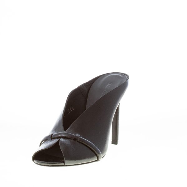 DEL CARLO donna sabot open toe Ami in pelle verniciata NERO. Tacco a spillo 10 cm - immagine 2