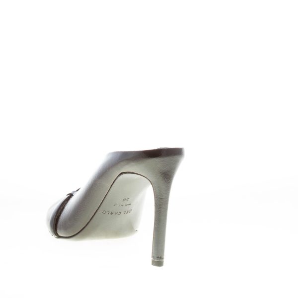 DEL CARLO donna sabot open toe Ami in pelle verniciata NERO. Tacco a spillo 10 cm - immagine 3