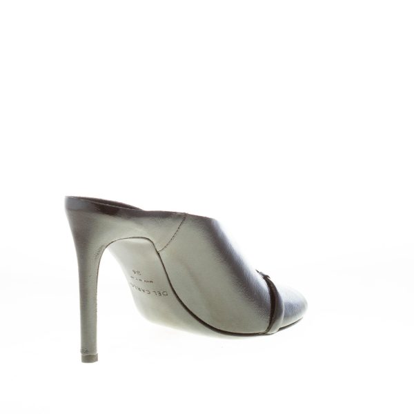 DEL CARLO donna sabot open toe Ami in pelle verniciata NERO. Tacco a spillo 10 cm - immagine 4