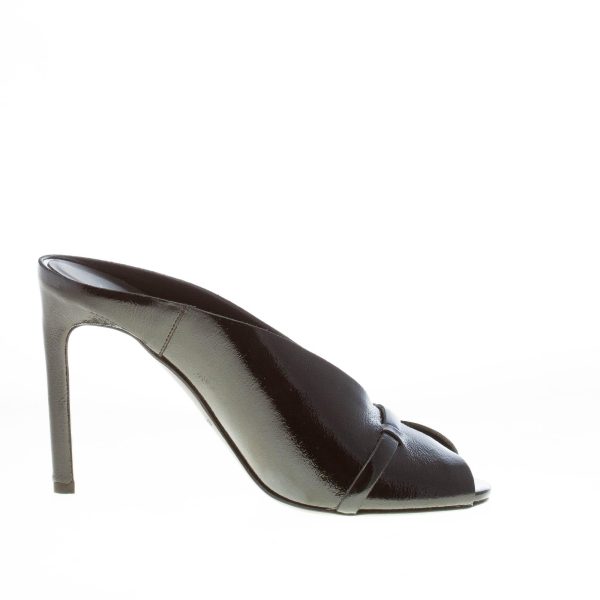 DEL CARLO donna sabot open toe Ami in pelle verniciata NERO. Tacco a spillo 10 cm - immagine 5