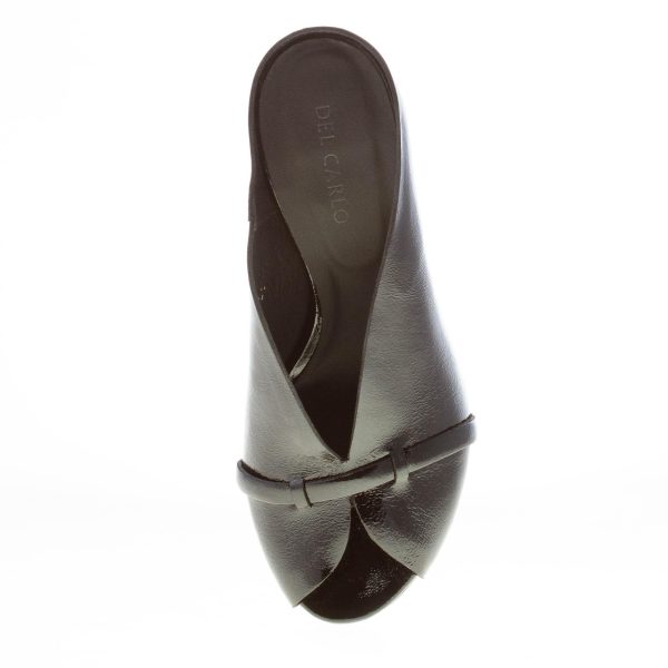 DEL CARLO donna sabot open toe Ami in pelle verniciata NERO. Tacco a spillo 10 cm - immagine 7