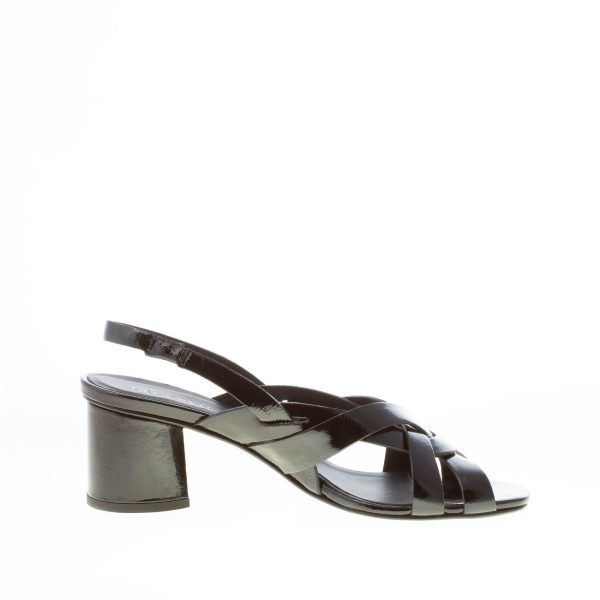 DEL CARLO donna sandalo Ben in pelle verniciata NERO. Tacco 5,5 cm - immagine 5