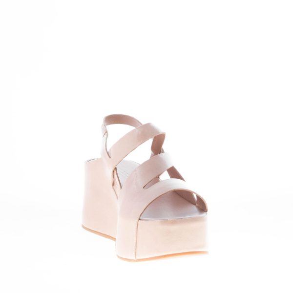 DEL CARLO donna sandalo platform Teti a fasce incrociate in vernice NUDE. Zeppa 6,5 cm - immagine 6