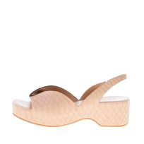 DEL CARLO donna sandalo zeppa Horus in pelle stampa pitone BEIGE. Tacco 5,5 cm