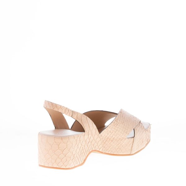 DEL CARLO donna sandalo zeppa Horus in pelle stampa pitone BEIGE. Tacco 5,5 cm - immagine 4