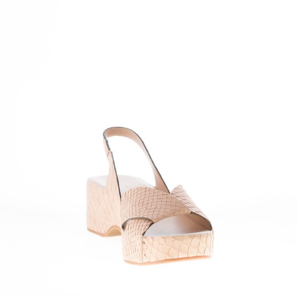 DEL CARLO donna sandalo zeppa Horus in pelle stampa pitone BEIGE. Tacco 5,5 cm - immagine 6