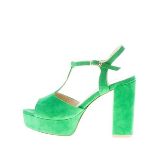 L'ARIANNA donna sandalo platform in camoscio VERDE. Tacco 10,5 cm