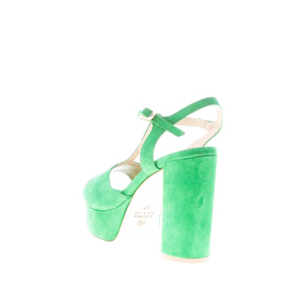 L'ARIANNA donna sandalo platform in camoscio VERDE. Tacco 10,5 cm - immagine 3