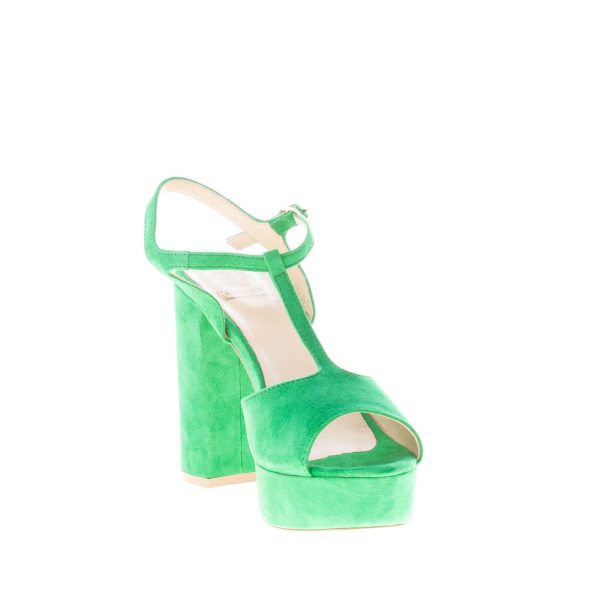 L'ARIANNA donna sandalo platform in camoscio VERDE. Tacco 10,5 cm - immagine 6