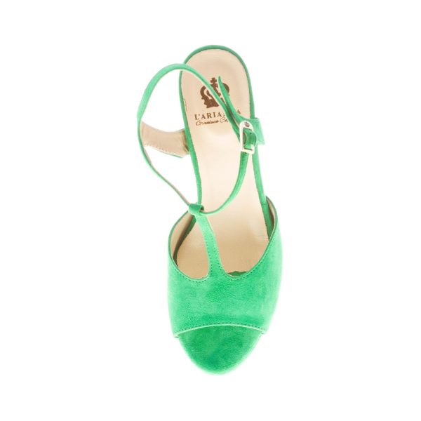 L'ARIANNA donna sandalo platform in camoscio VERDE. Tacco 10,5 cm - immagine 7