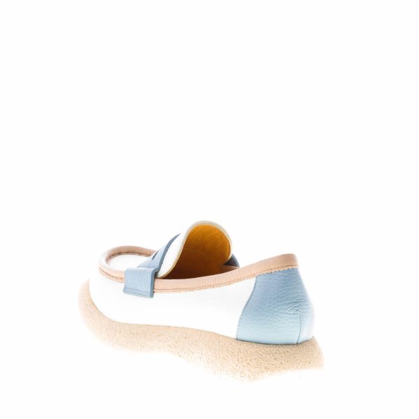 MARA BINI donna mocassino Frida in pelle martellata PANNA e celeste. Tacco 3 cm - immagine 3
