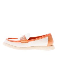 MARA BINI donna mocassino Frida in pelle martellata PANNA e marrone. Tacco 3 cm