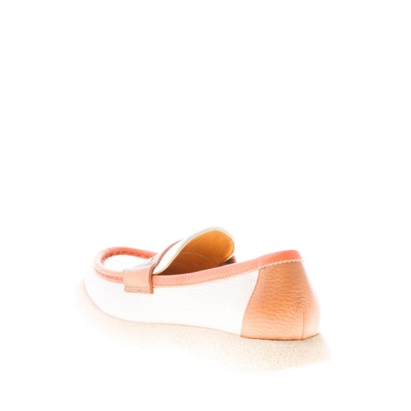 MARA BINI donna mocassino Frida in pelle martellata PANNA e marrone. Tacco 3 cm - immagine 3