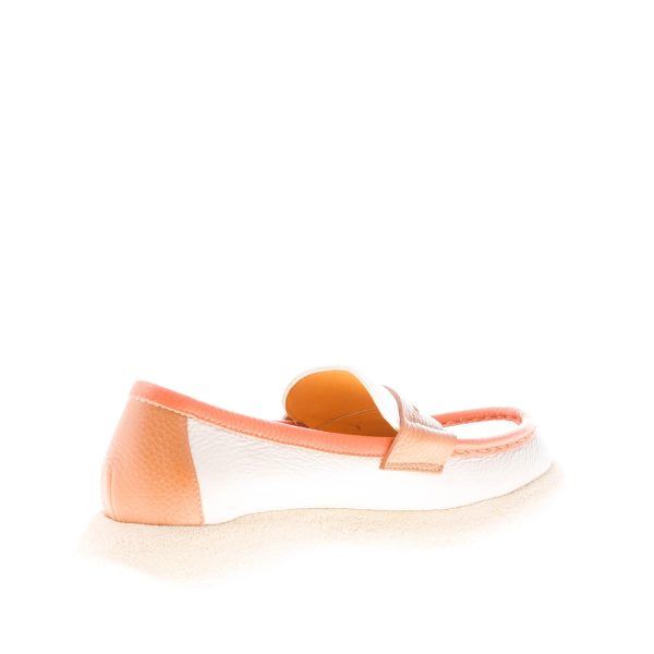 MARA BINI donna mocassino Frida in pelle martellata PANNA e marrone. Tacco 3 cm - immagine 4