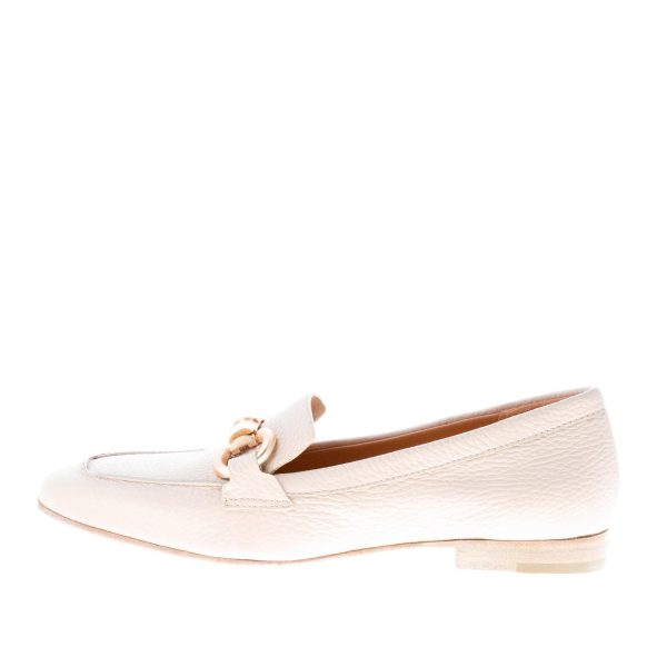 MARA BINI donna mocassino Magda in pelle BEIGE con morsetto bambù. Tacco 2 cm