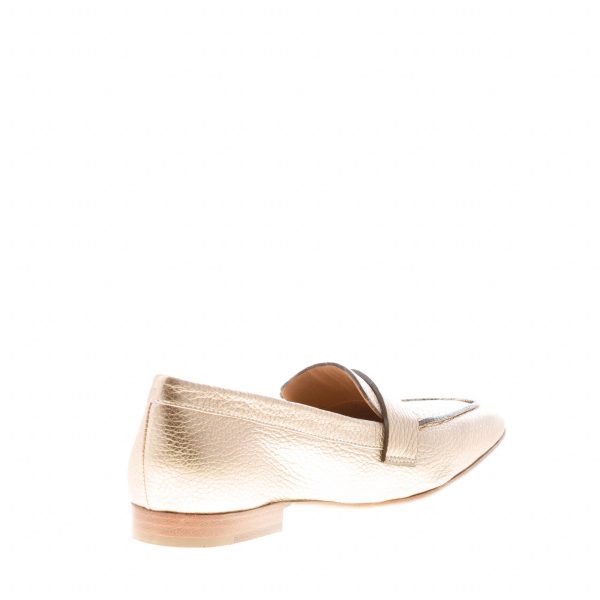 MARA BINI donna mocassino Magda in pelle martellata ORO con fascetta a fibbia. Tacco 2 cm - immagine 4