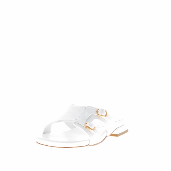 MARA BINI donna sandalo slide Brigit in pelle BIANCO con doppia fibbia. Tacco 1,5 cm - immagine 2